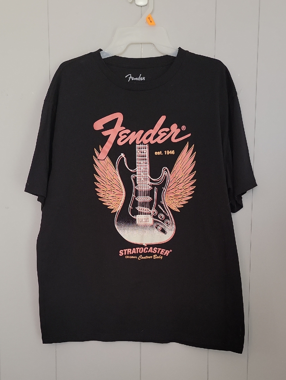 Fender Guitar Men's Shirt XL Black Graphic Short Sleeve